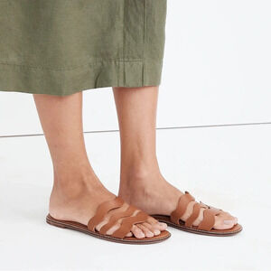 Madewell leather 3 strappy straps slip on sandal flats size 9